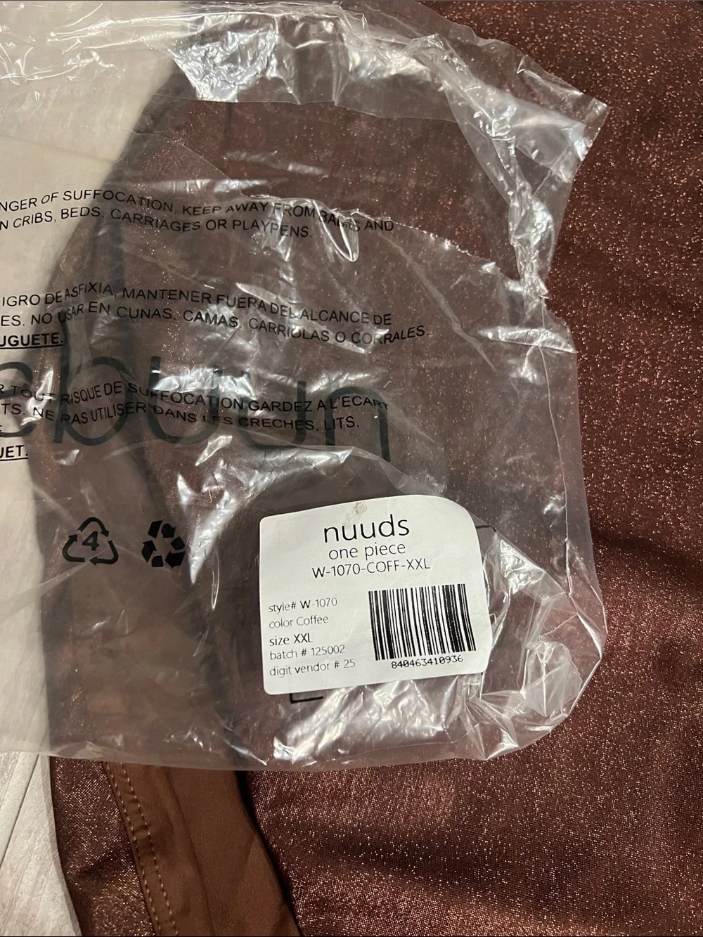 Brand New Nuuds Metallic Brown One-Piece Swimsuit
